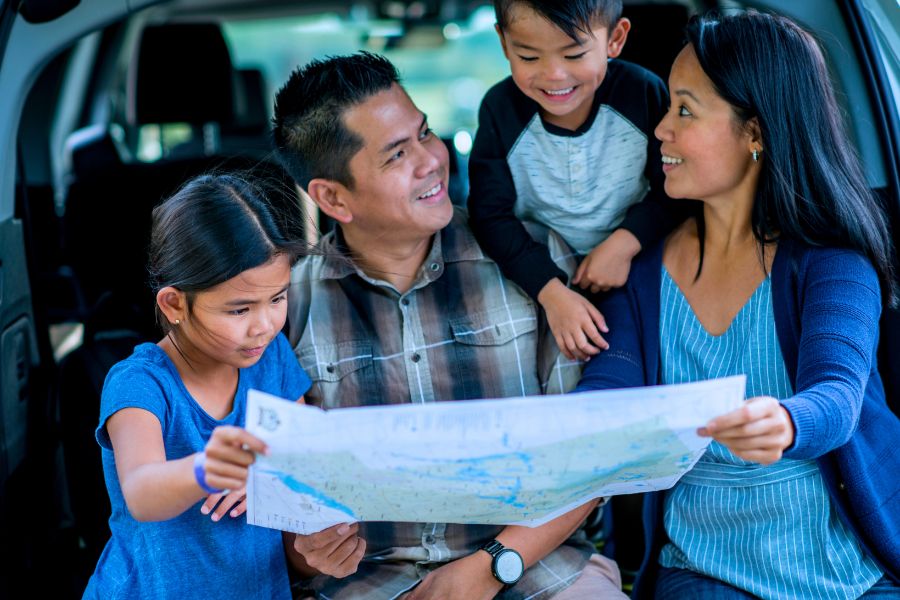 Family in a Rental Car